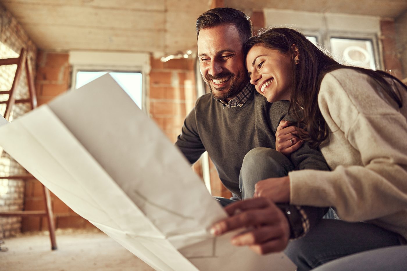A couple planning their home remodel together